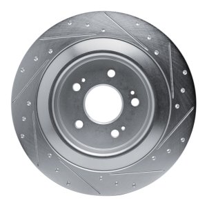 Acura TLX Brake Rotor (1) - Rear Left - R1 Concepts - Drilled & Slotted - Silver - `21-`25